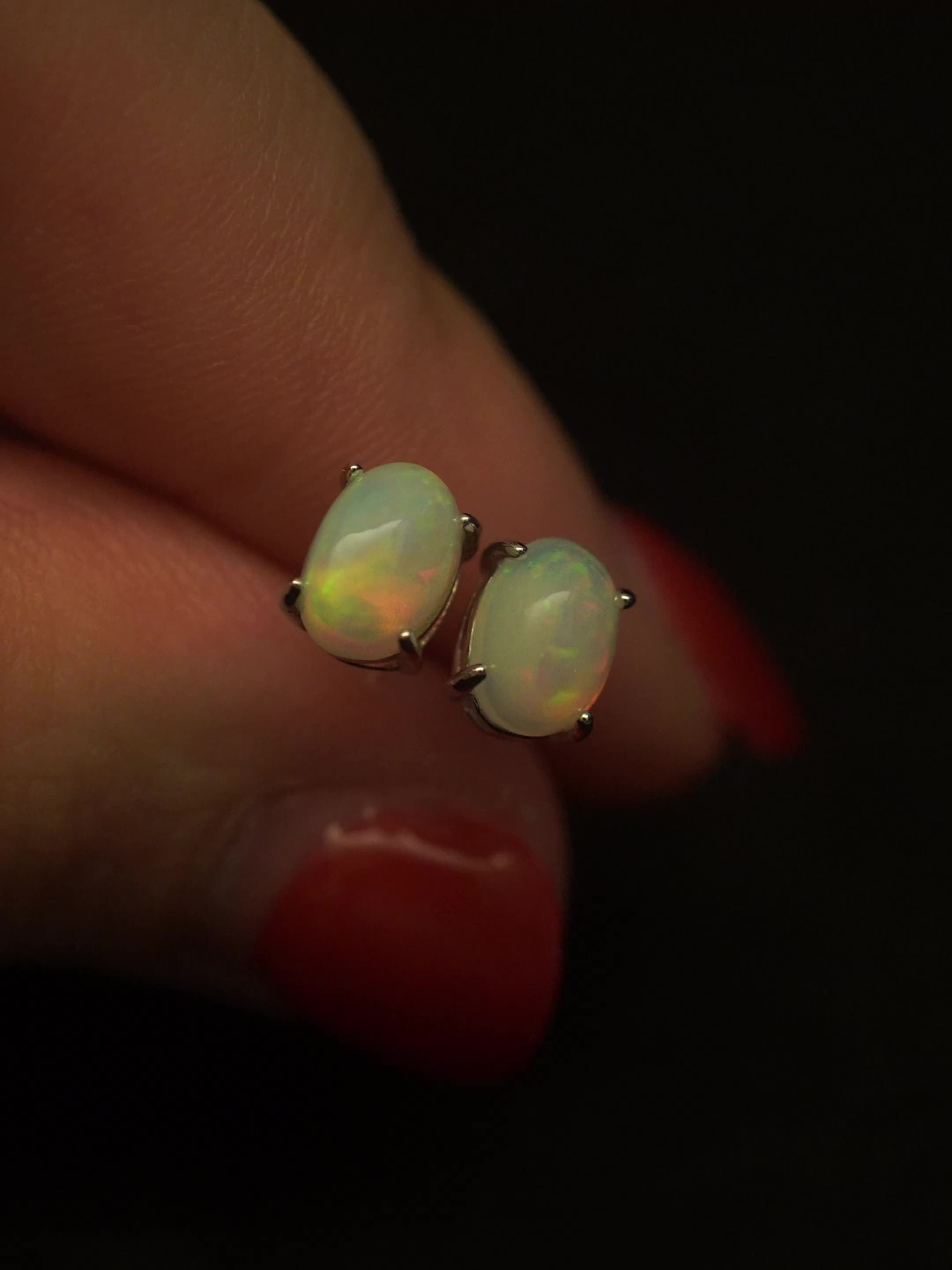 Women's Opal S925 Silver Earrings, October Birthstone